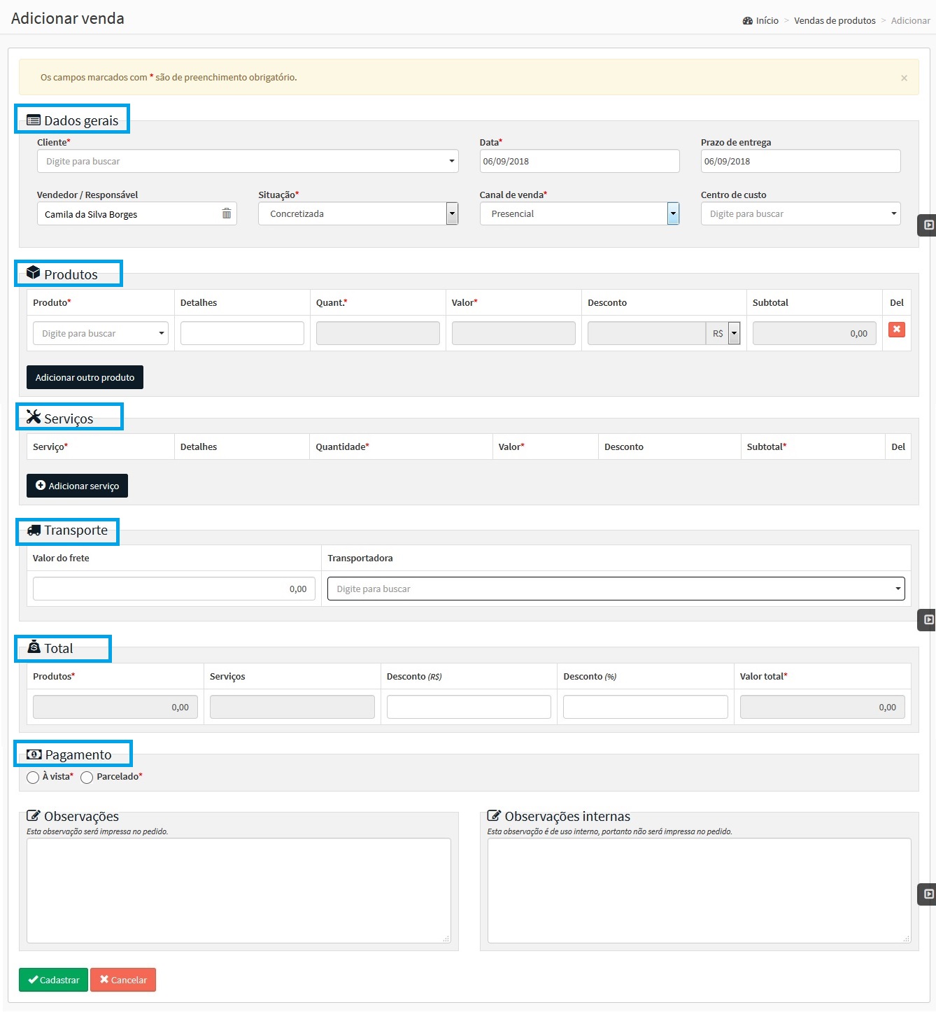 Como gerar venda de produtos GestãoClick